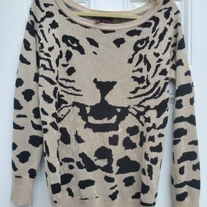 Heart-N-Crush Animal Print Boat Neck Sweater